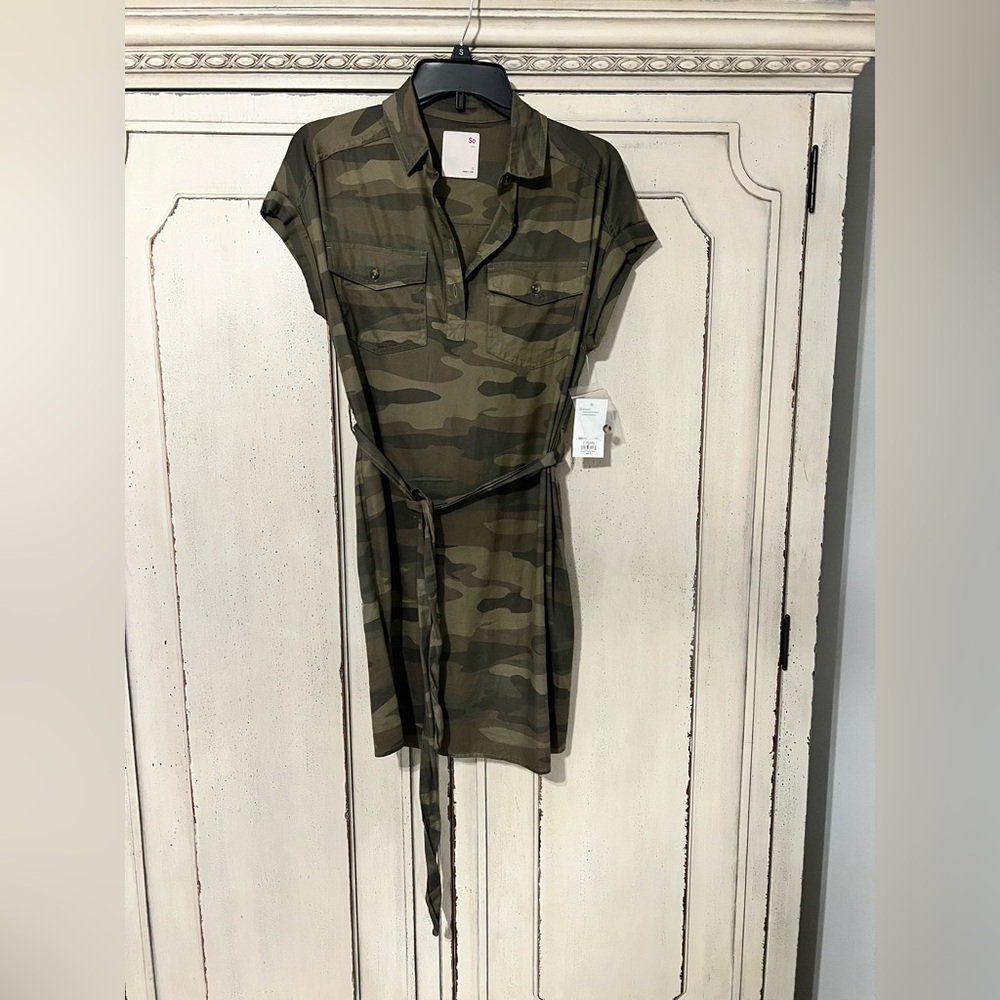 SO Green Camo Dress with Belt
